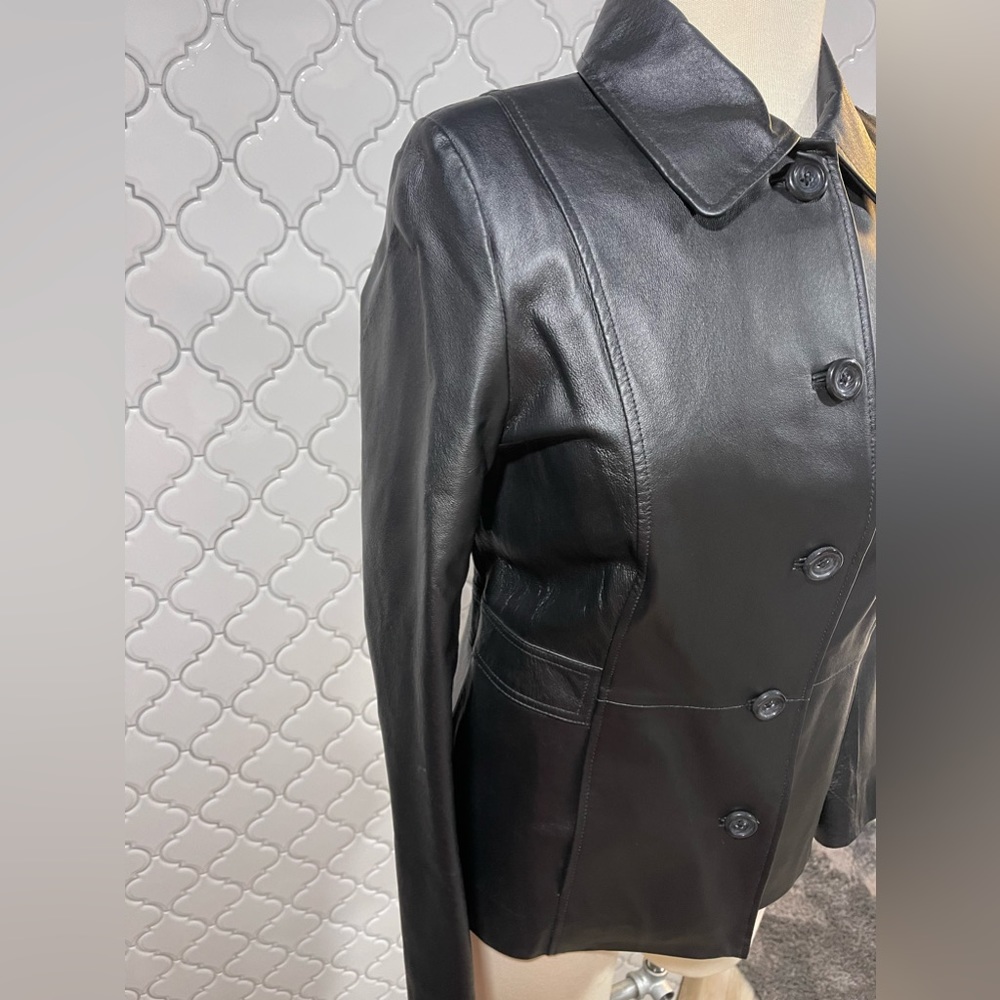 Croft & Barrow Black Leather Jacket, EUC, size M - Picture 5 of 14